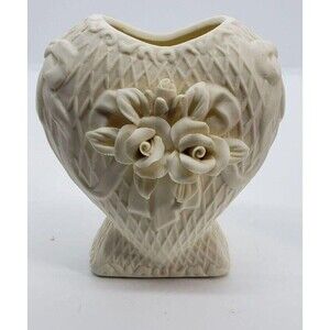Capodimote Style Bisque unglazed Sculpted Rose Elegant Vase~Vintage~